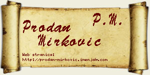Prodan Mirković vizit kartica
